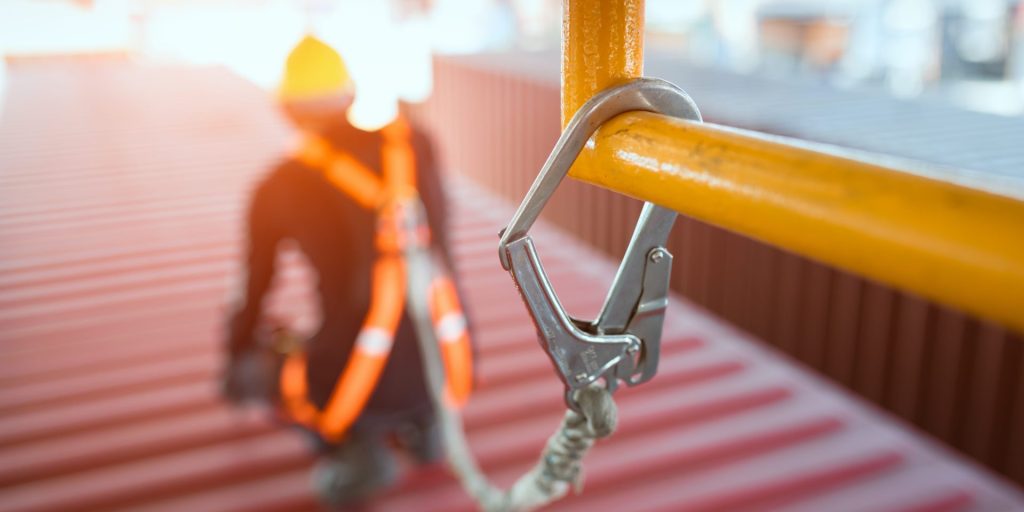 Man with safety cable