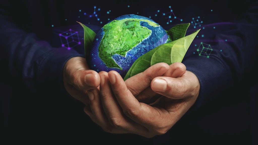The earth a mans hand on integration of ESG management